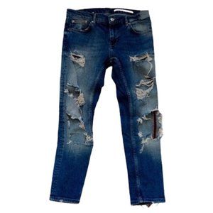 ---  ZARA Medium Rise Destroyed Jeans Size 4